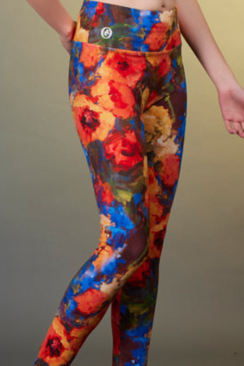 Sport legging Seamless Side Oil-painted peony