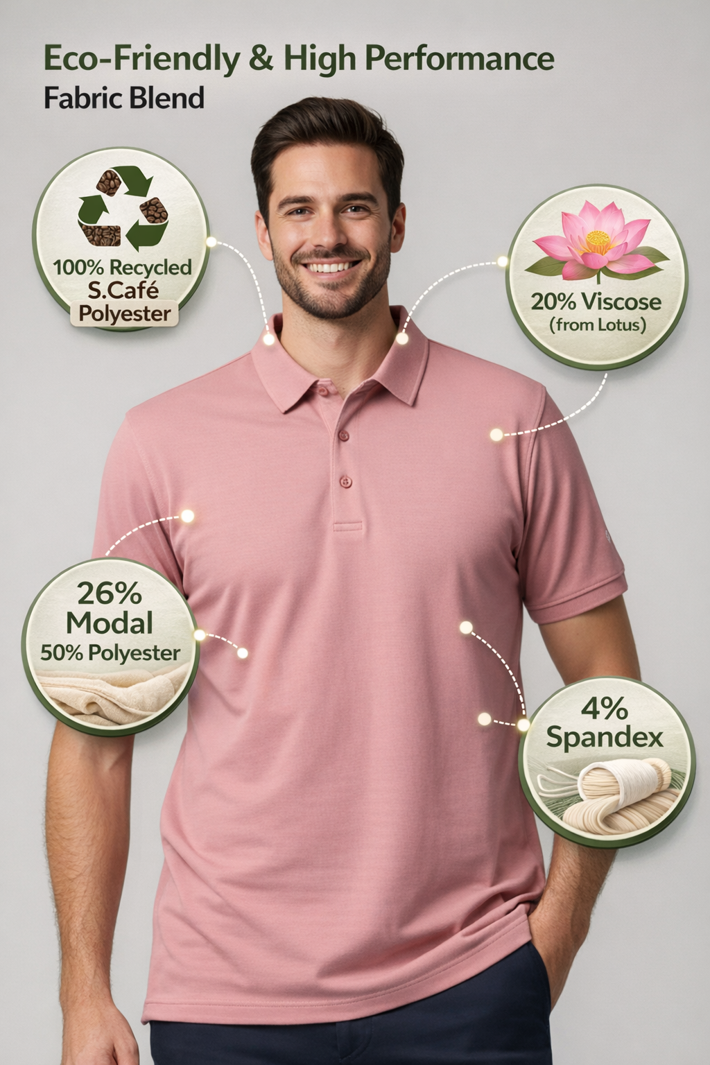 Polo shirt Short sleeve Coral