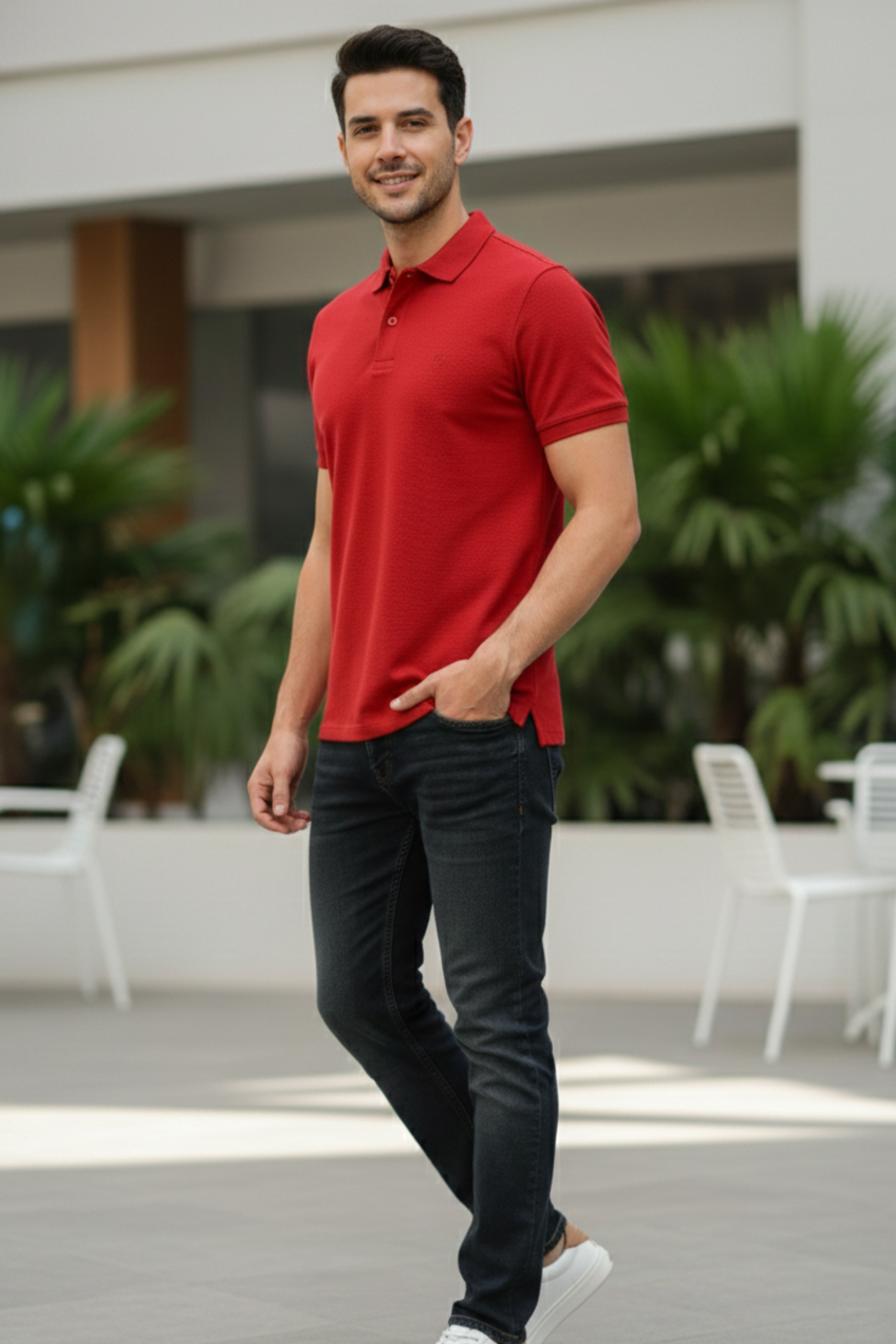 Polo shirt Short sleeve Red Lava