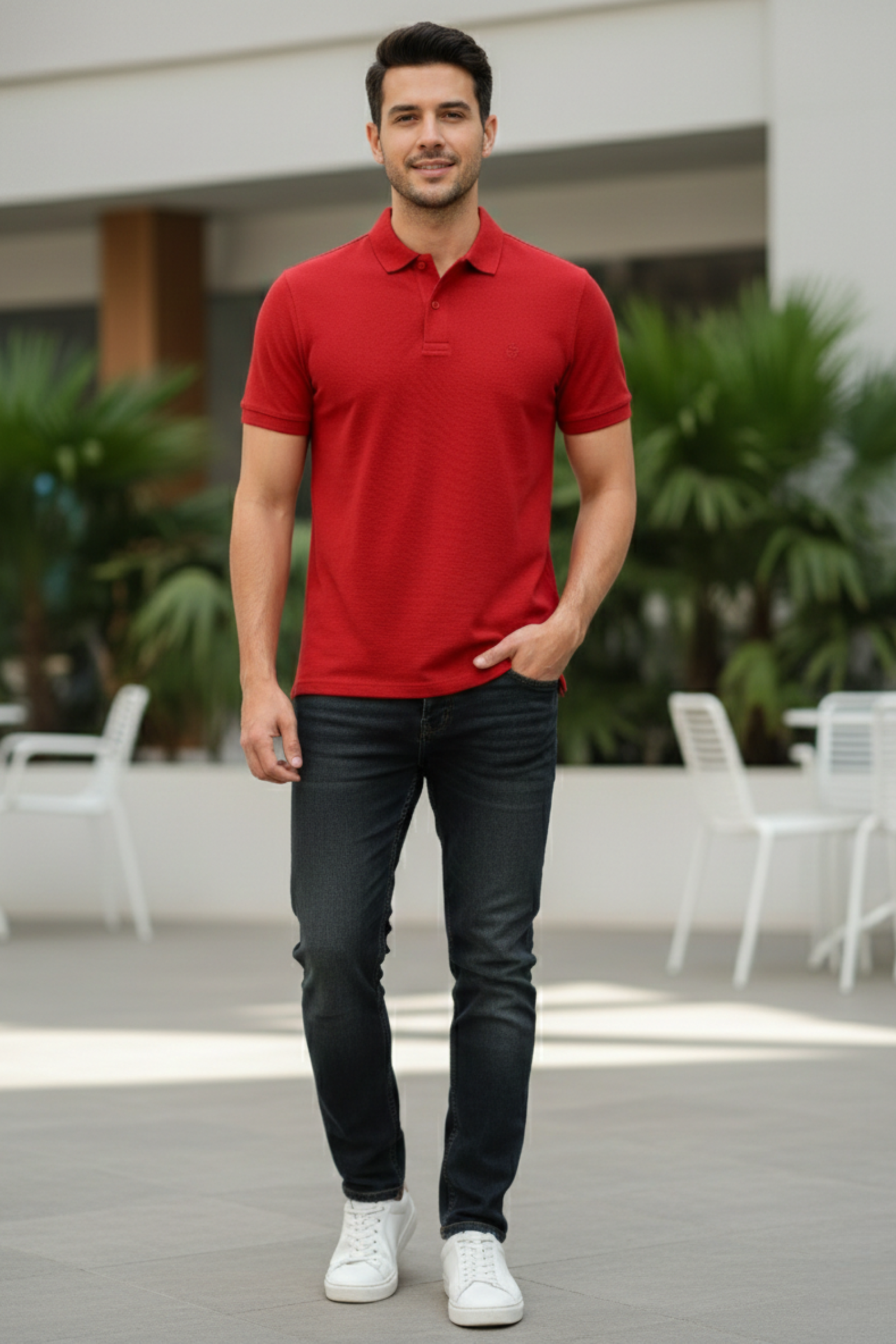 Polo shirt Short sleeve Red Lava