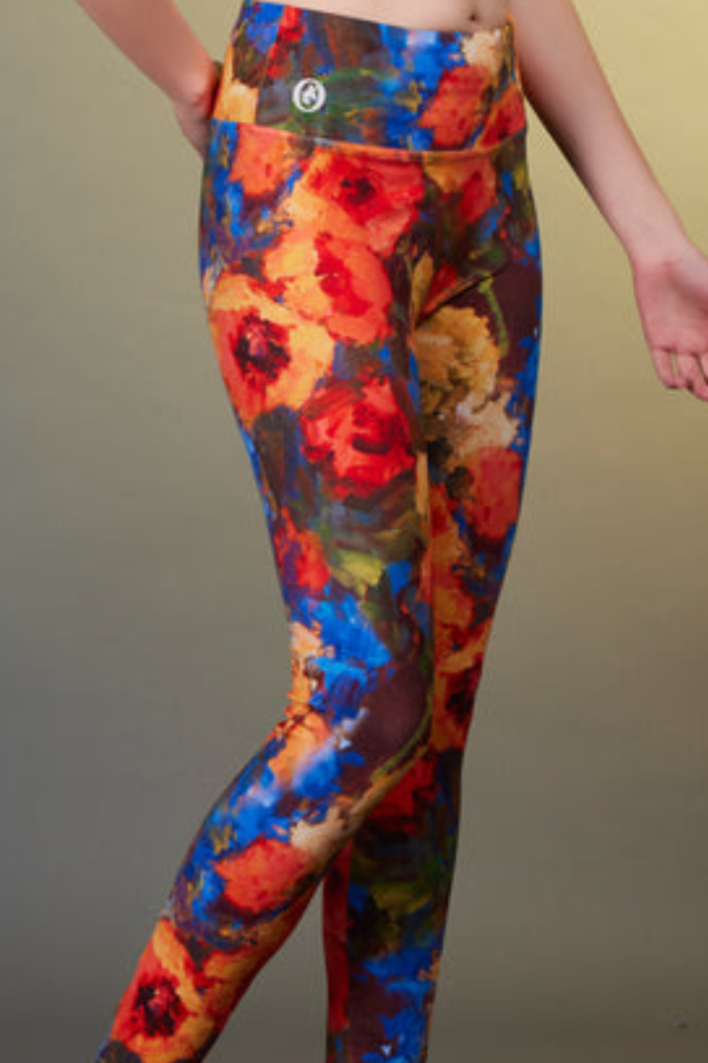 Sport legging Seamless Side Oil-painted peony