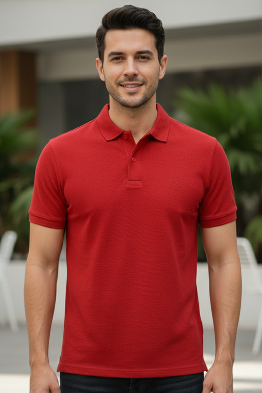 Polo shirt Short sleeve Red Lava