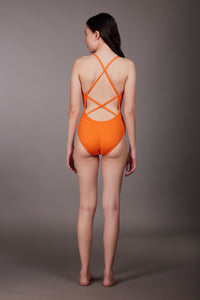Cross-back strap Swimsuit Orange - OKAPI