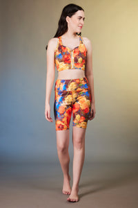 Sport knee-length Short Oil-painted peony