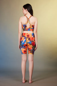 Sport knee-length Short Oil-painted peony - OKAPI