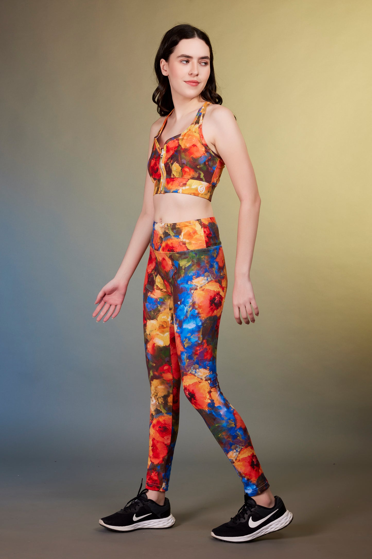 Sport zipper Vest Oil-painted peony - OKAPI