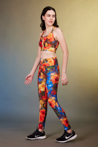 Sport zipper Vest Oil-painted peony - OKAPI