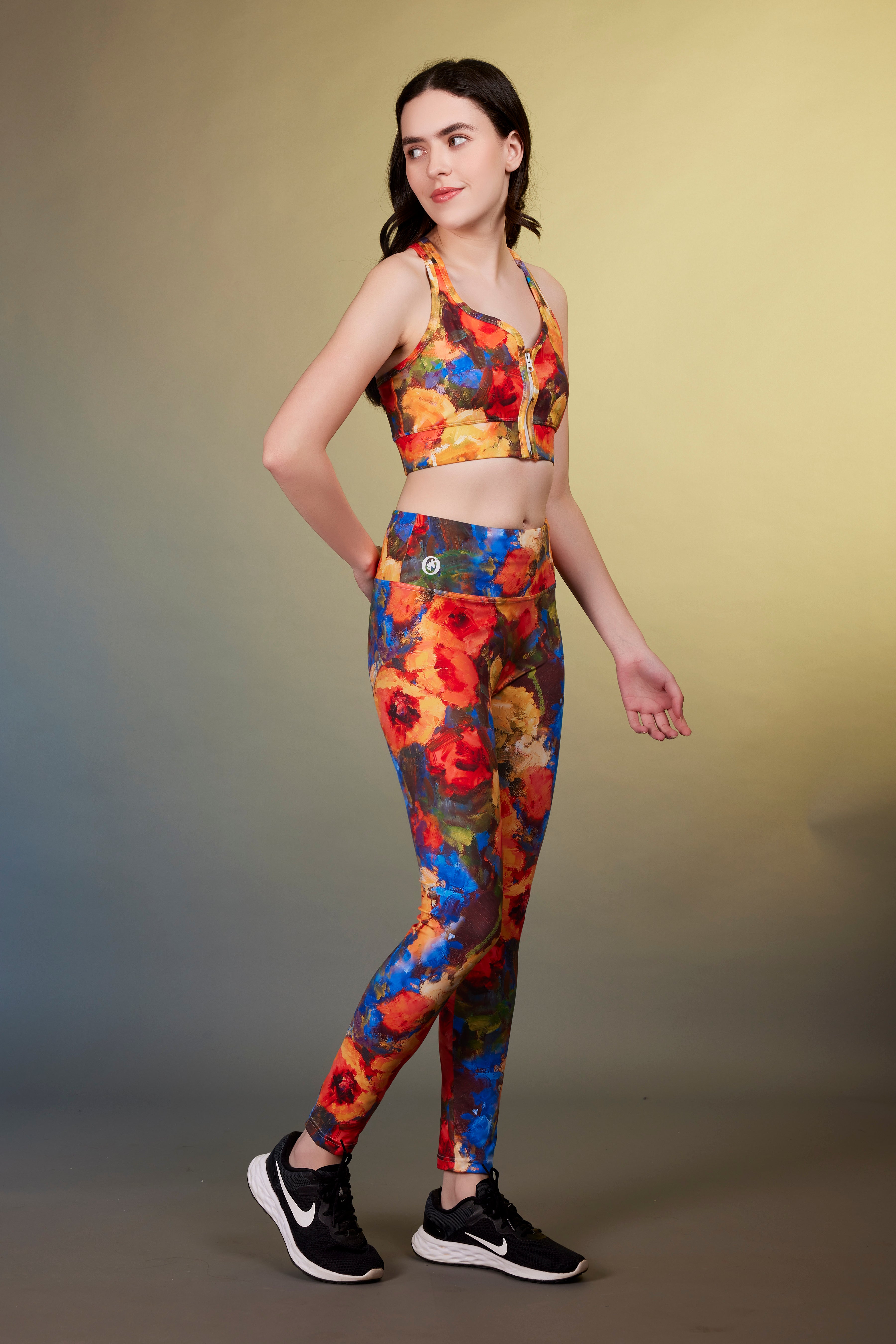 Sport zipper Vest Oil-painted peony - OKAPI