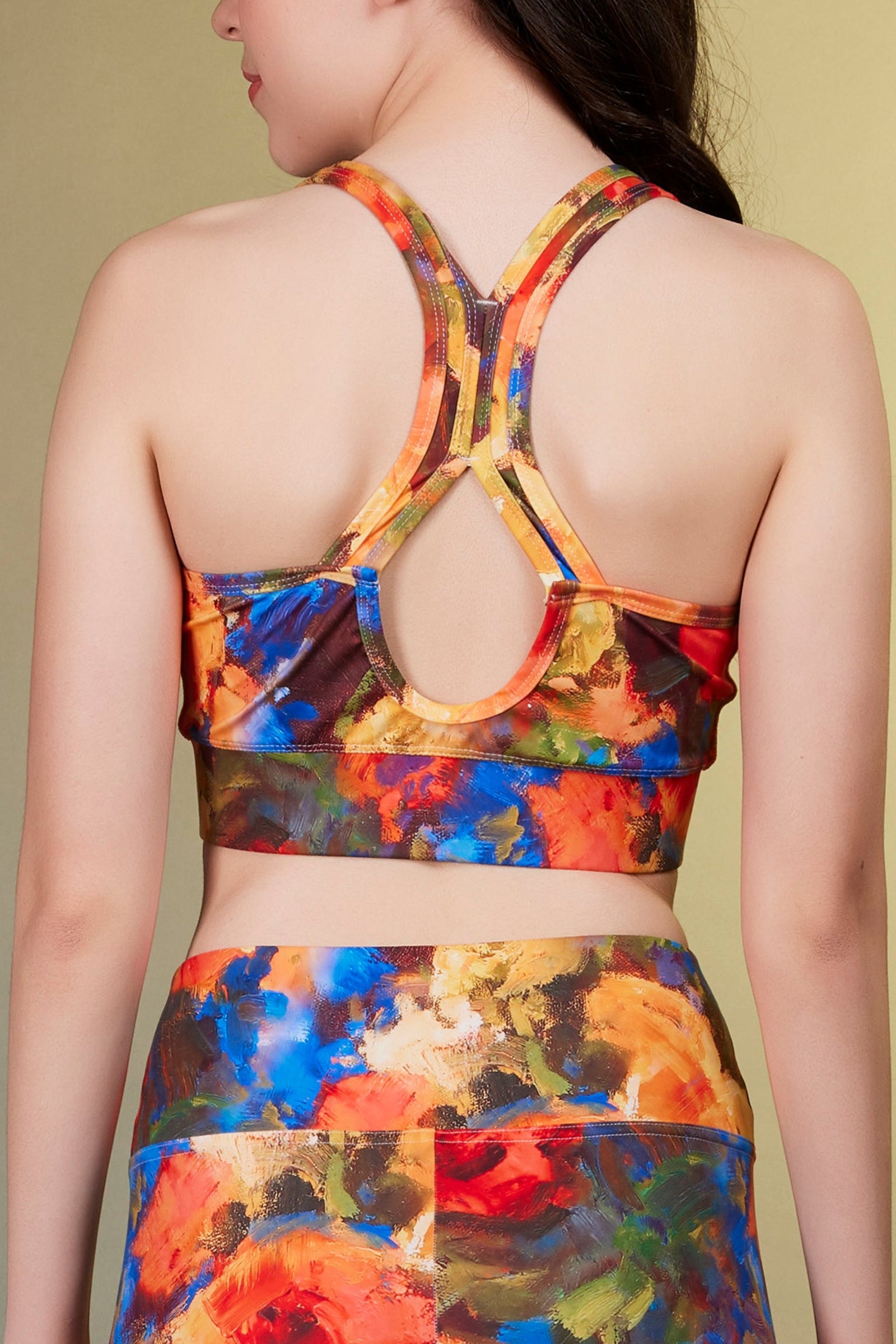 Sport zipper Vest Oil-painted peony